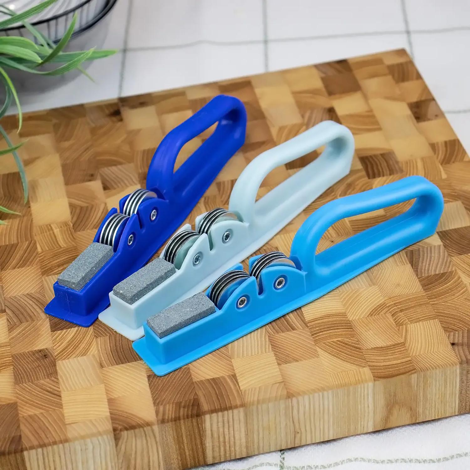 Точила для кухонных ножей ручная механическая пластиковая со стругачным камнем Бежевый (86763) - фото 8