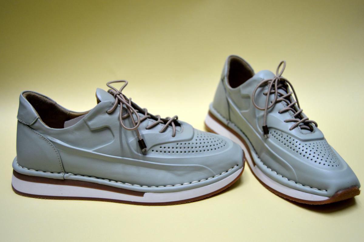 Кросівки жіночі Aquamarin шкіряні р. 40 Блідо-зелений/Бежевий (94100610240)