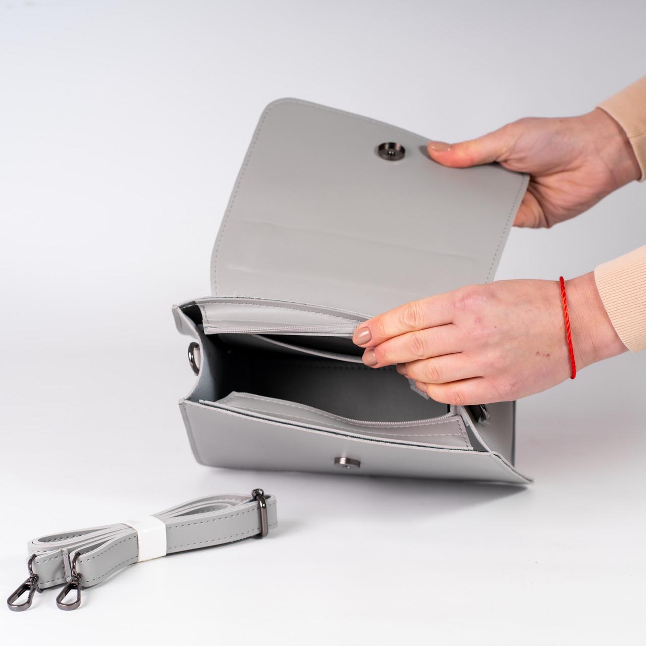 Сумка жіноча крос-боді XENIA № 08-24 Сірий - фото 4 Сумка жіноча крос-боді XENIA № 08-24 Сірий - фото 4