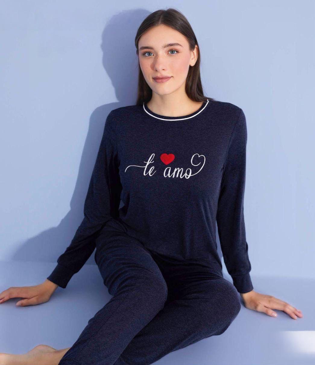 Пижама женская с карманами М Синий (701113)