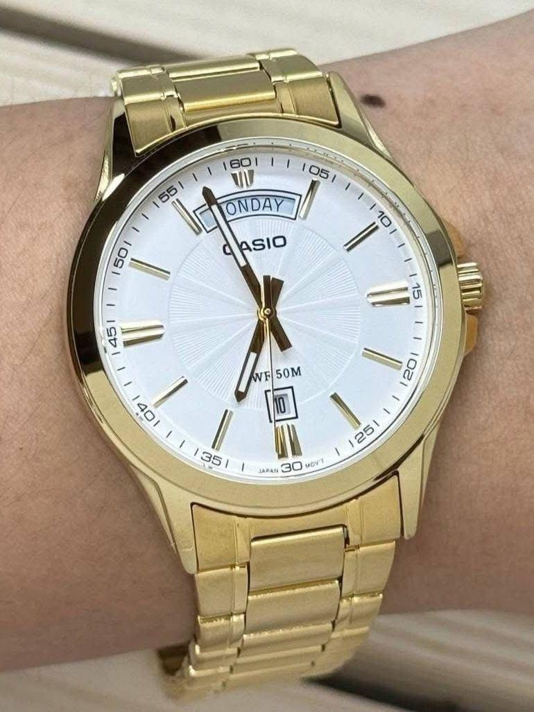 Наручний годинник чоловічий Casio MTP-1381GD-7A Timeless Collection Білий (2907535758)