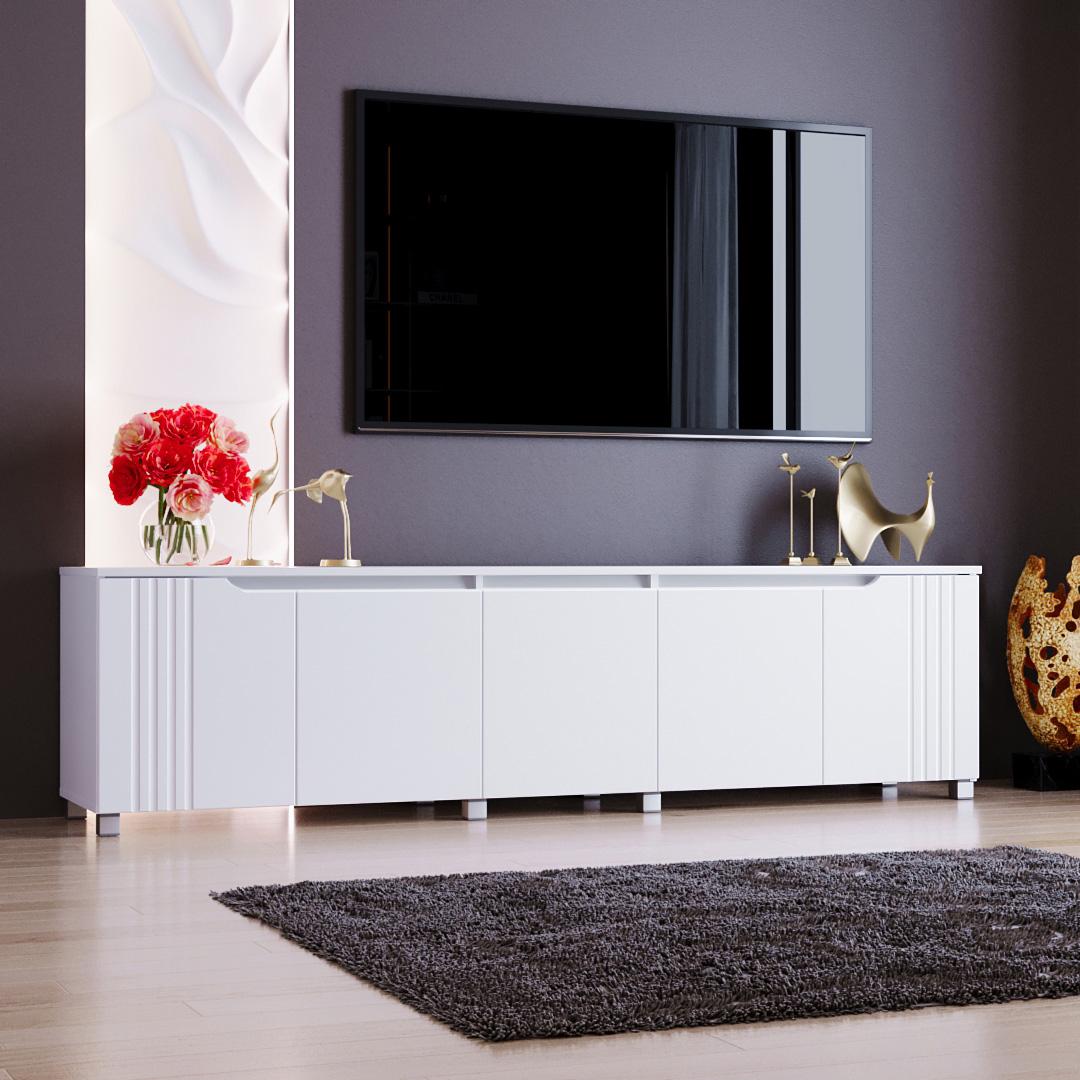 Тумба под ТВ DiPortes Портленд К-235 МДФ 200х53х40 см Белый (01296)