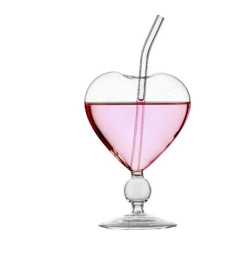 Бокал для коктейлей стеклянный в форме сердца 220 мл