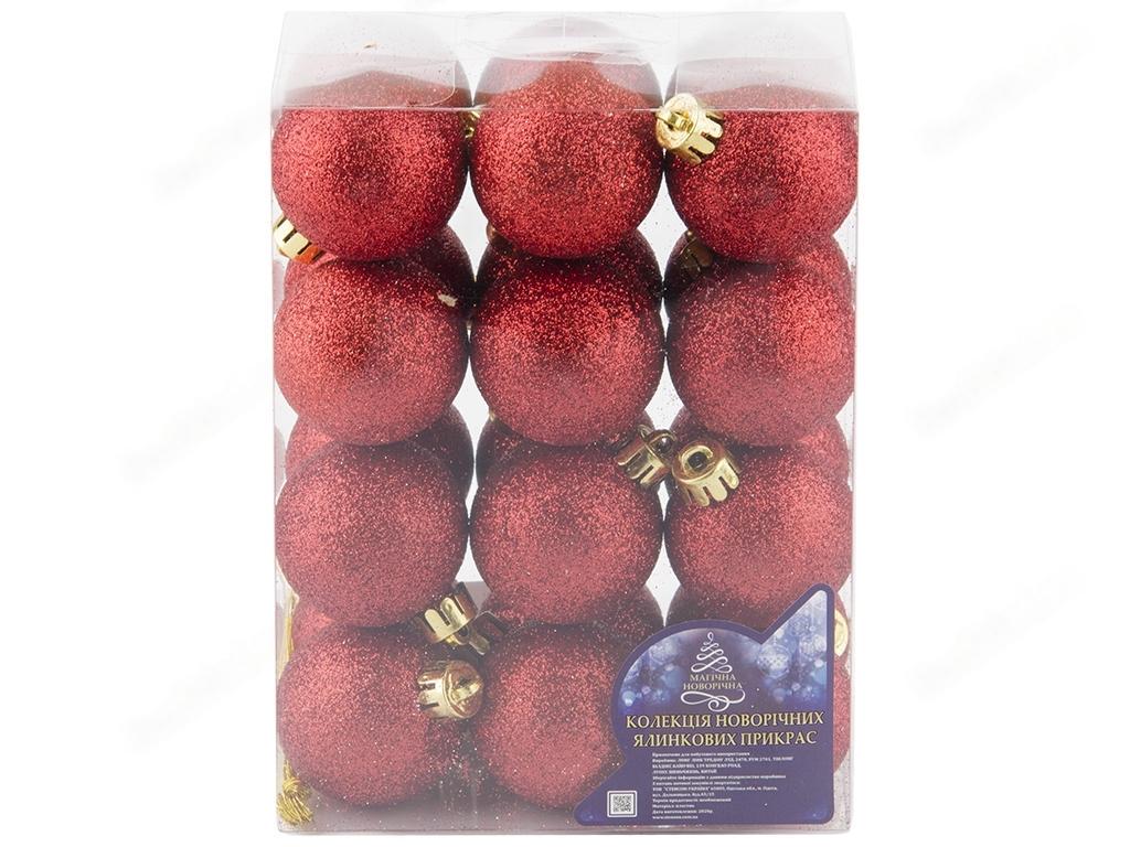 Елочные шарики новогодние Магическо-новогодняя 8104-4 4 см 24 шт. Red (585982)