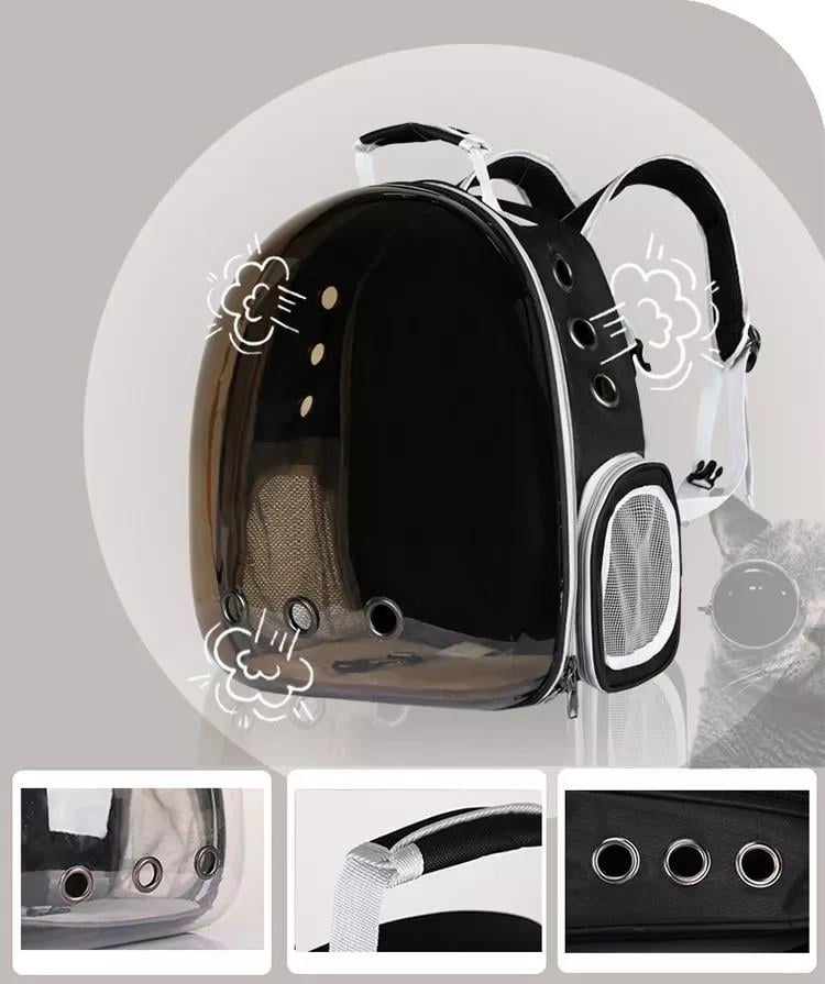 Рюкзак-переноска для кошек/маленьких собак/домашних животных с окошком до 8 кг Черный (2623057120) - фото 4