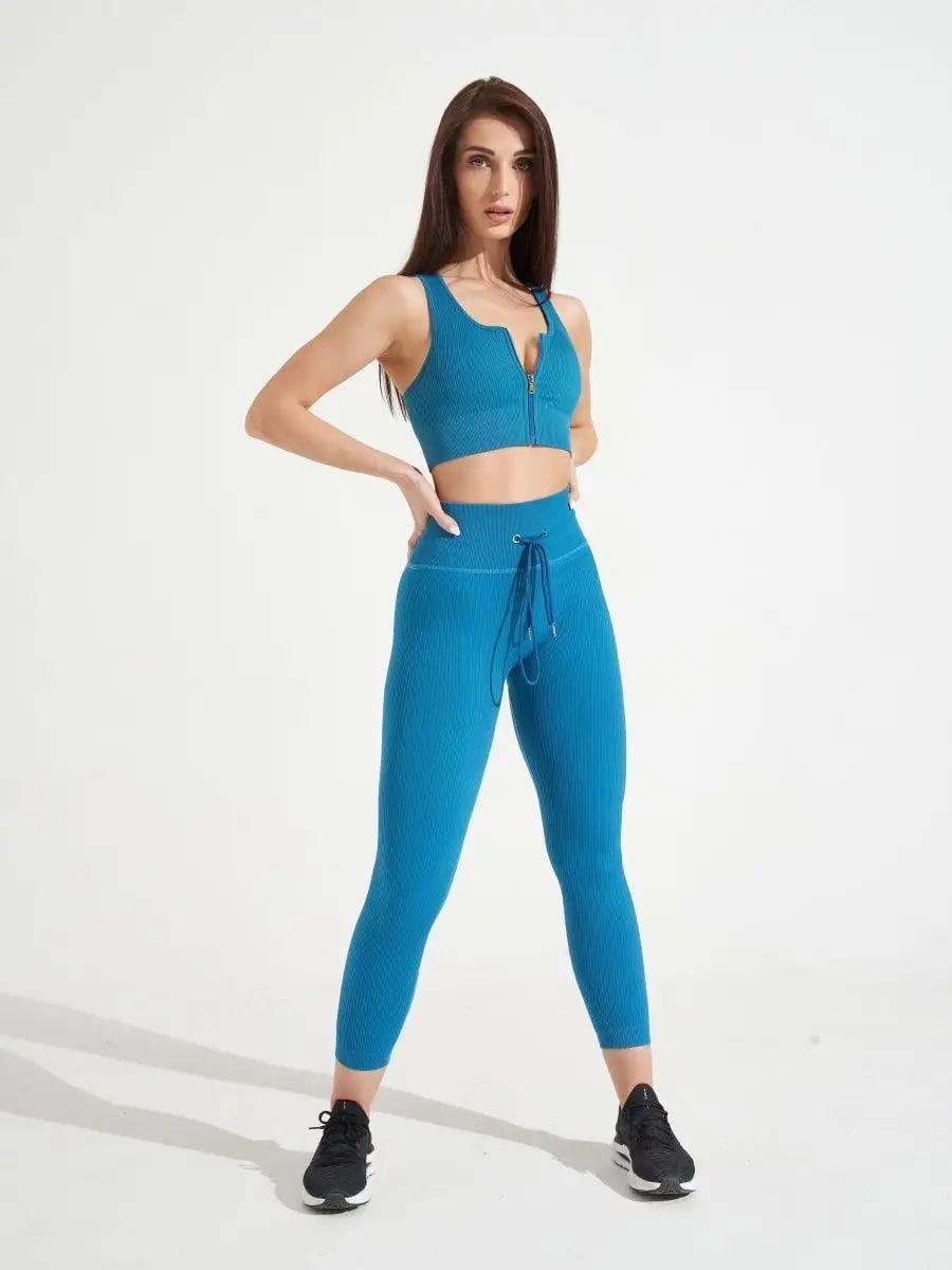 Лосины спортивные рубчик для тренировок однотонные с высокой талией бесшовные S Зеленый (70070S) - фото 7 Лосины спортивные рубчик для тренировок однотонные с высокой талией бесшовные S Зеленый (70070S) - фото 7