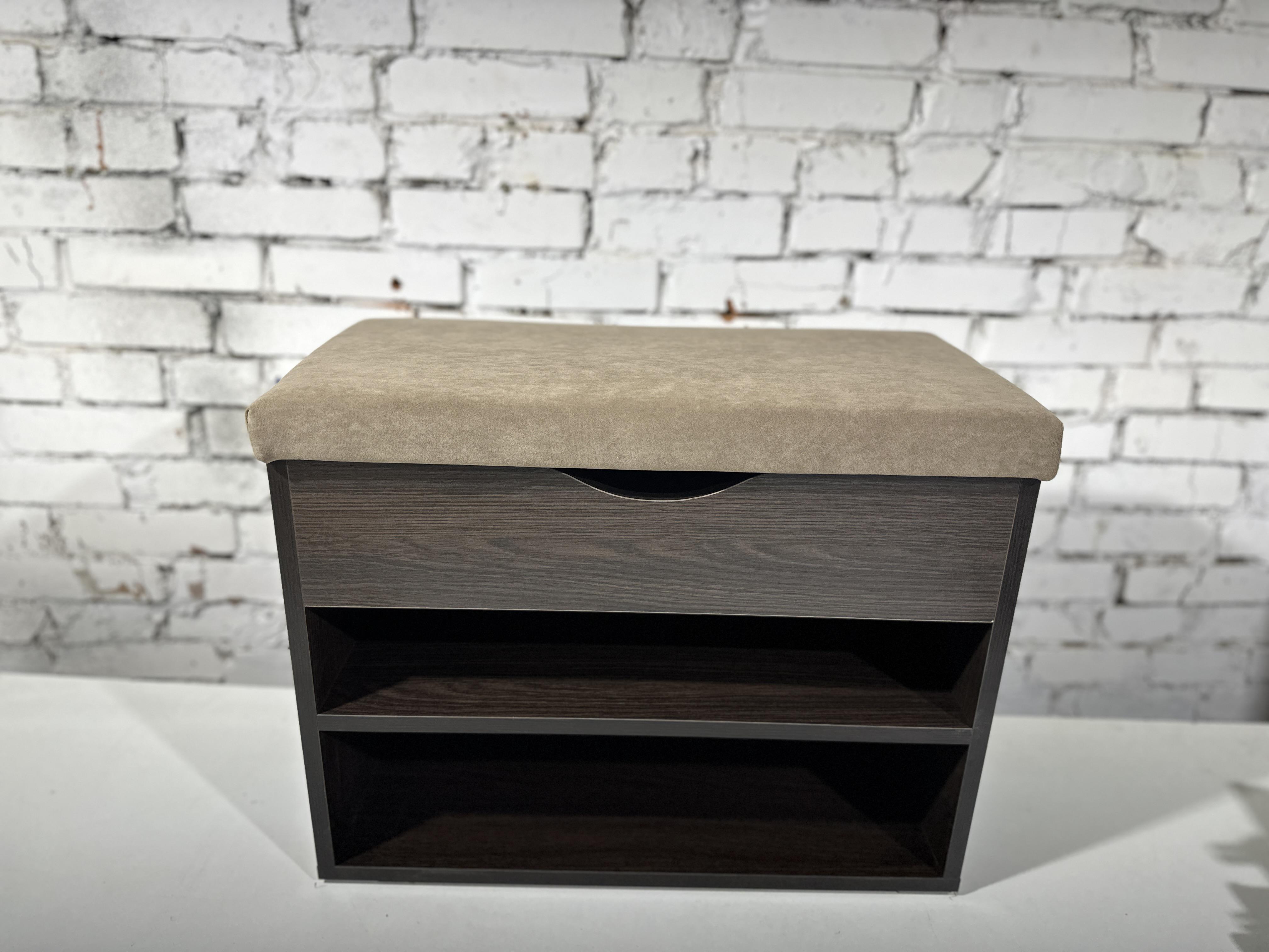 Тумба для взуття ДСП/тканина 30х60х45 см Венге темний/Какао - фото 2