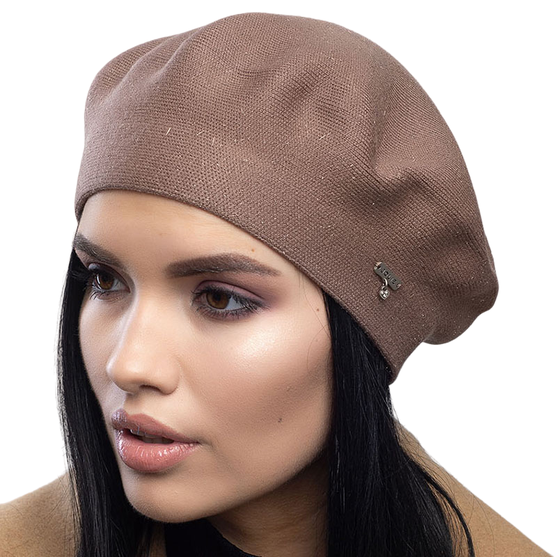 Берет женский Leks Сказка двойной с люрексом Кофе (129402)