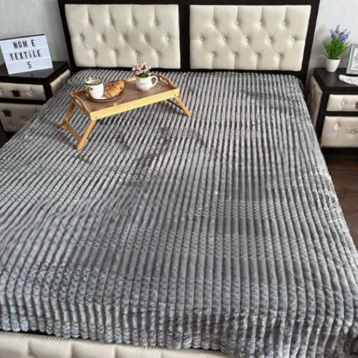 Плед Colorful Home Полоска Кубик евро 200х220 см Серый (37031)