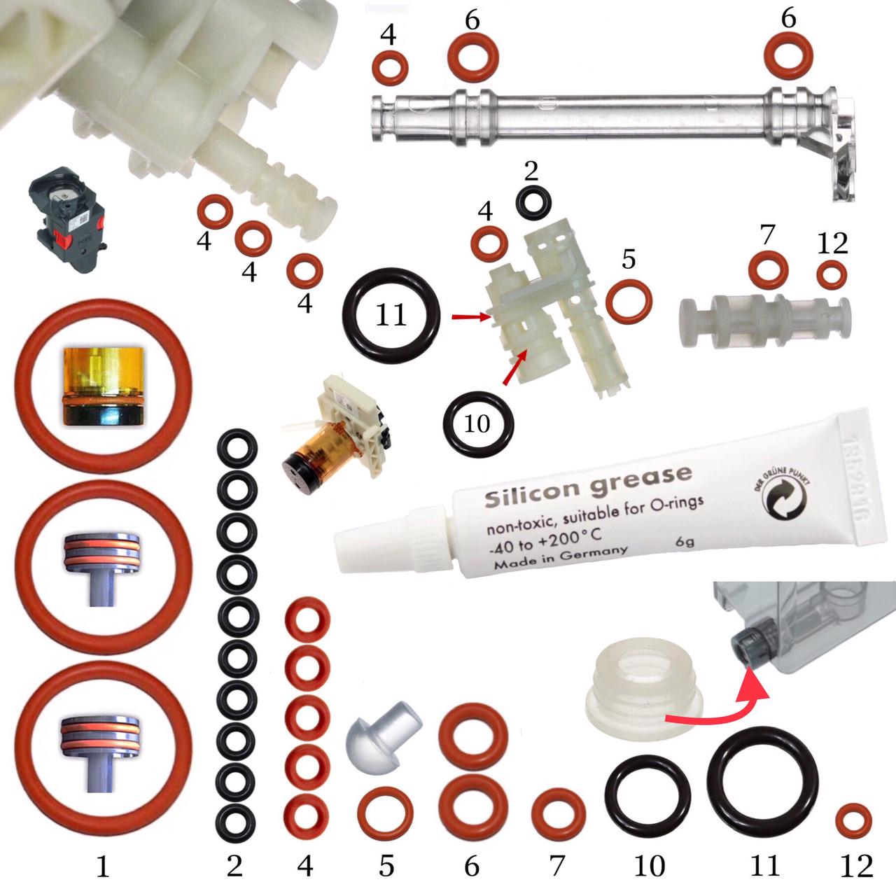 Ремкомплект XXL зі змазкою Silikonfett для обслуговування кавомашини Delonghi ECAM (1507492958) - фото 6