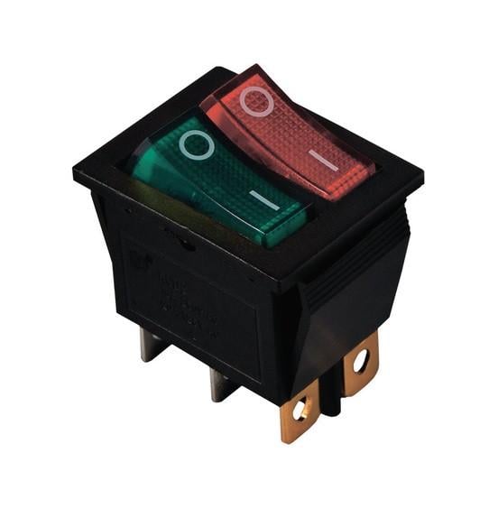 Переключатель TechnoSystems KCD2-2101N G+R/B 220 V с подсветкой Green/Red (1554871056)