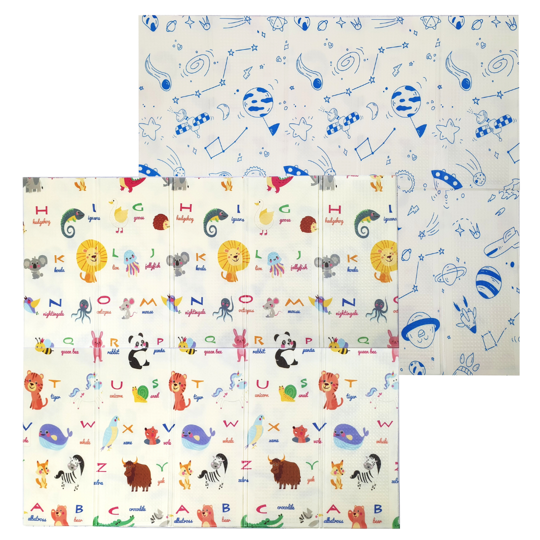 Термоковрик детский игровой с принтом Английский алфавит/Космос двусторонний 190х180 см (KT2018-Space/Alphabet)