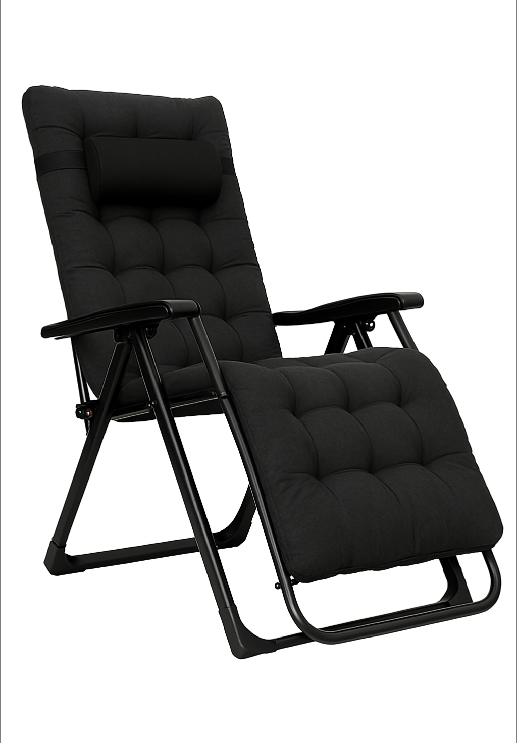 Кресло-шезлонг LEOBRO 178х64х110 см с матрасом Черный (LBZGC-K2-BLK)