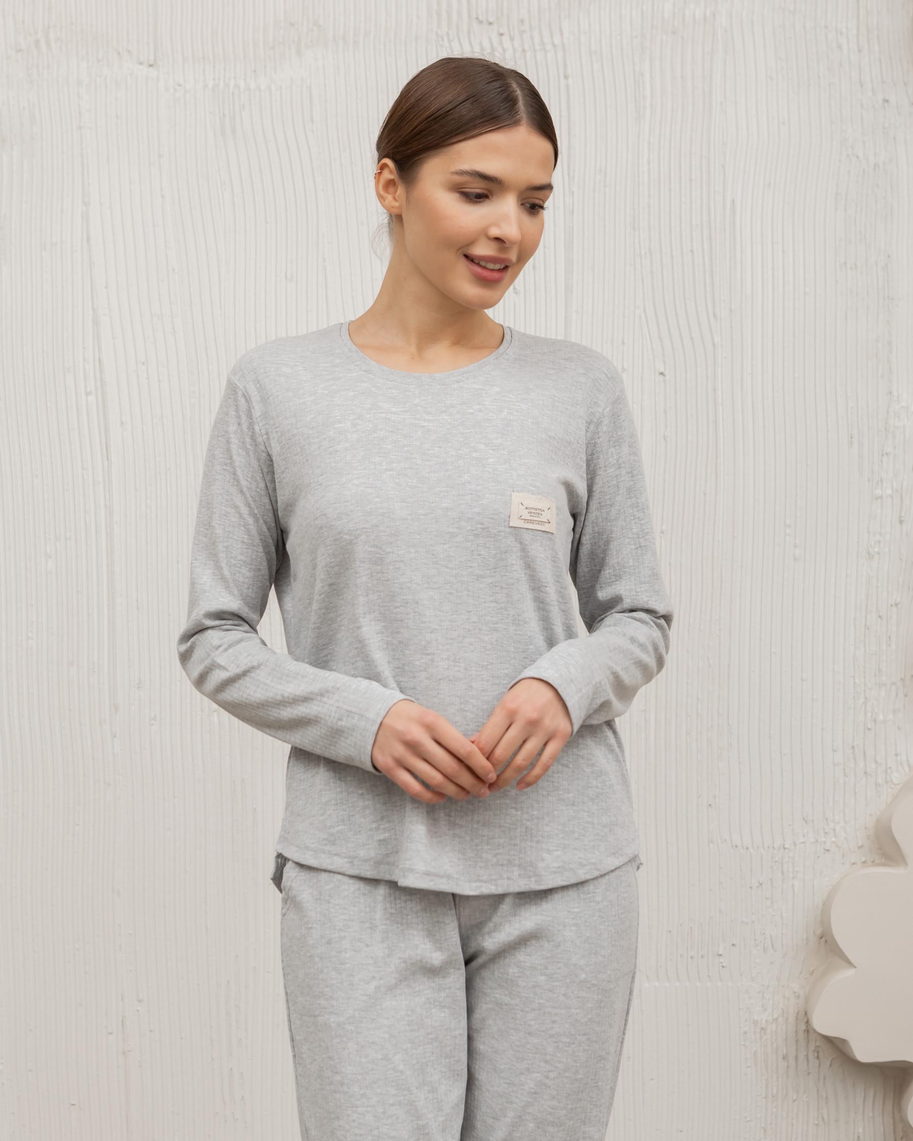 Пижама женская Nicoletta 47022k рубчик со штанами S Светло-серый (24197265) - фото 2