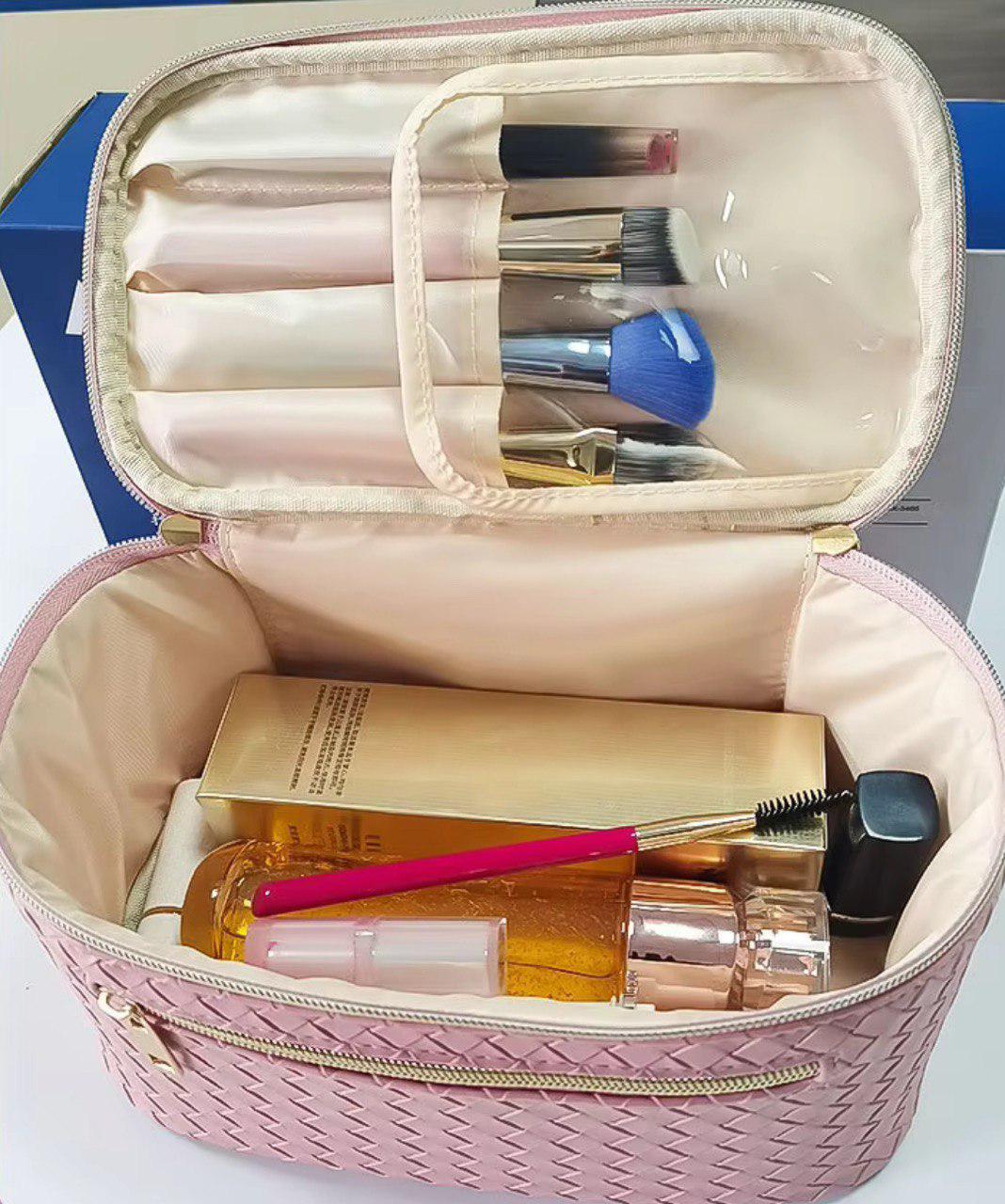 Косметичка-органайзер з еко-шкіри на блискавці 24х11х12,5 см Рожевий (ST0476) - фото 5