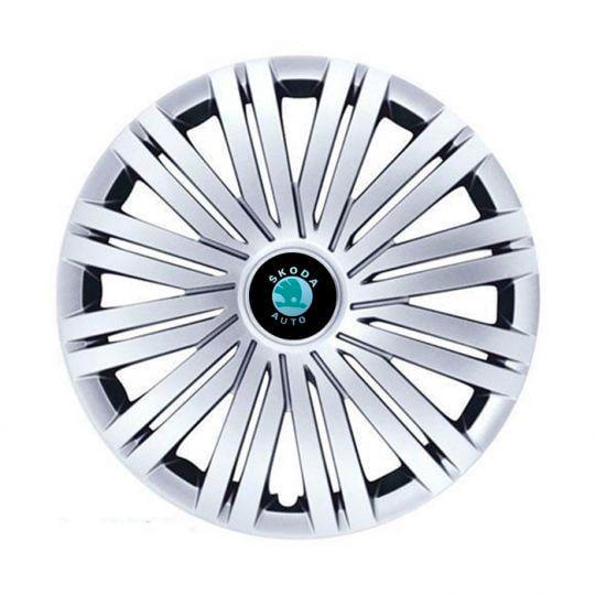 Ковпаки автомобільні SKS 339 R15 з логотипом Skoda 4 шт. Сріблястий