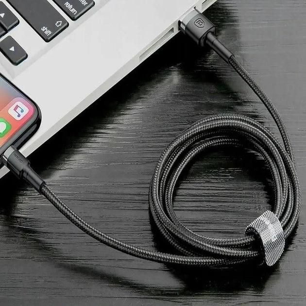 Кабель для быстрой зарядки BASEUS Cafule Cable USB to Lightning 2,4 A 1 м Black/Grey (CALKLF-BG1) - фото 12
