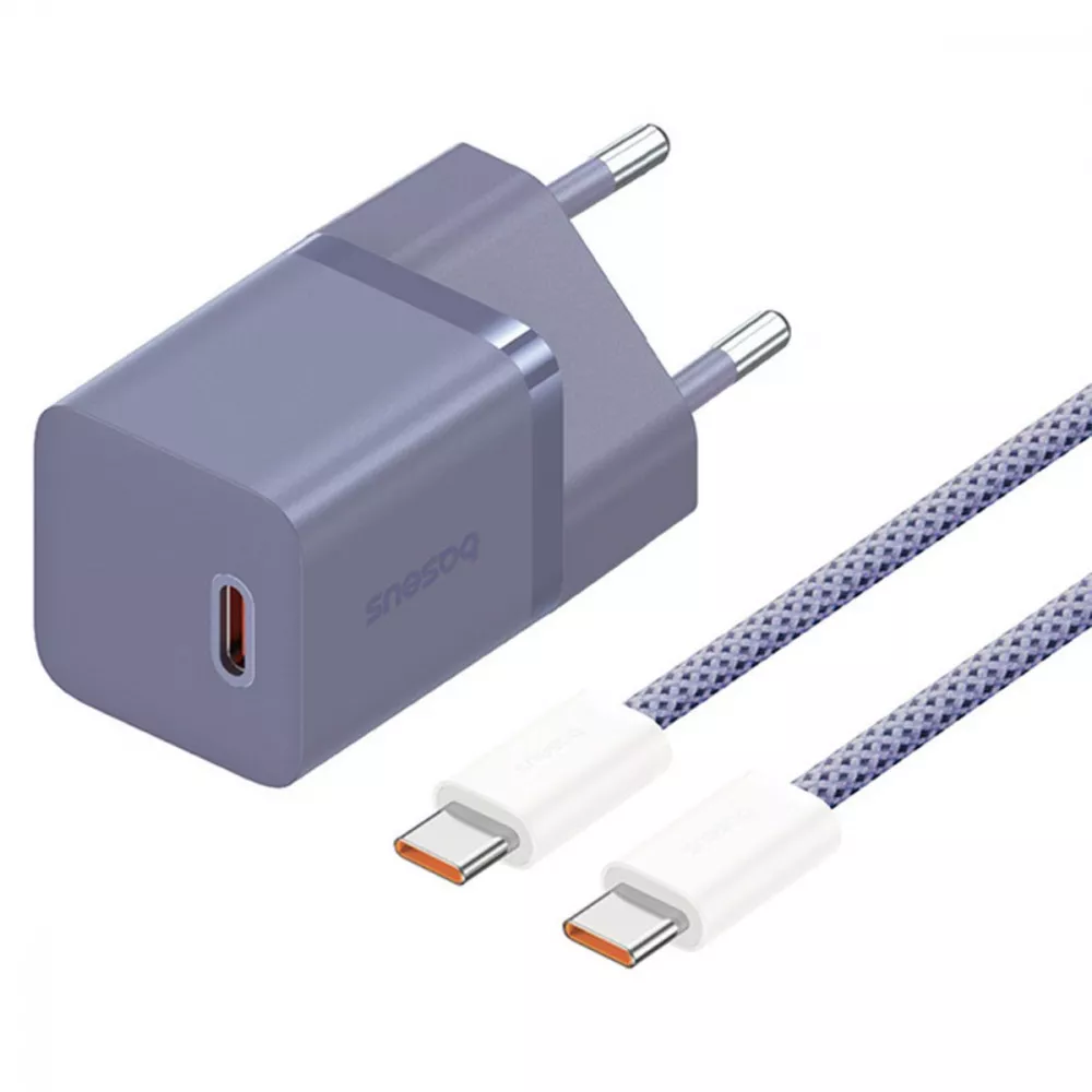 Зарядное устройство BASEUS GaN5 Mini 30 Вт PD кабель USB-C to USB-C Фиолетовый (640621)