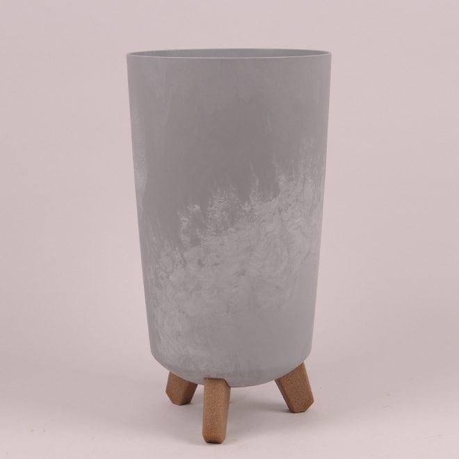 Горшок пластмассовый Flora GRACIA TUBUS SLIM BETON EFFECT 93641 на ножках 20 см Бетонный (DR015634)