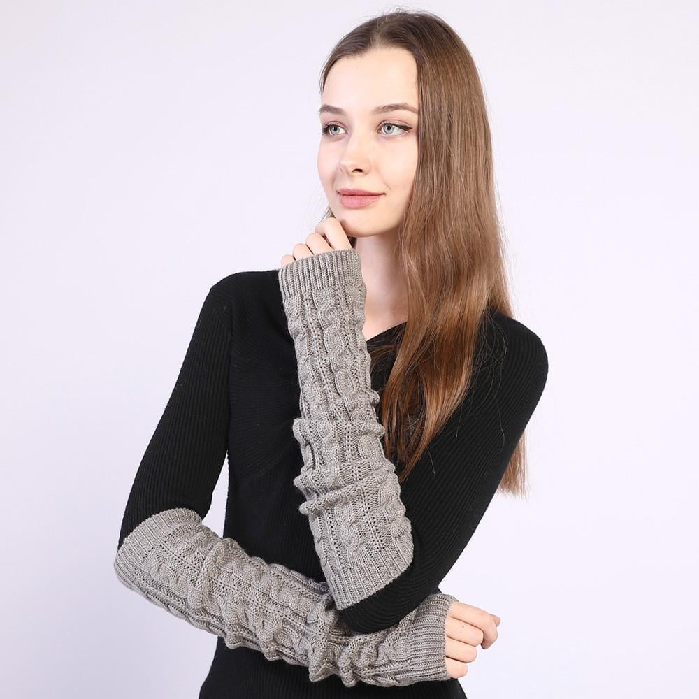 Митенки вязаные за локоть One size Серый (2434)