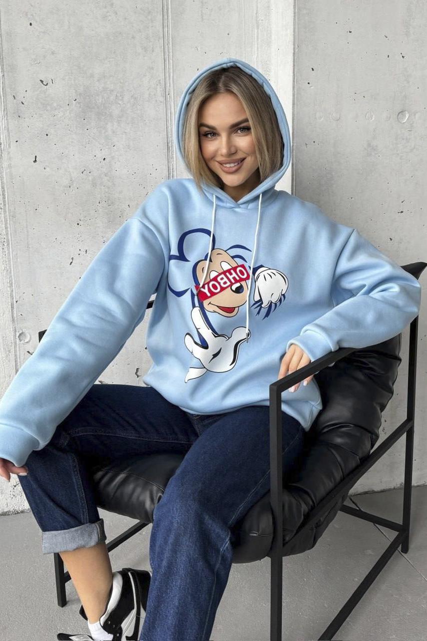 Худи женское на флисе вет XS-S Голубой (193100) - фото 2