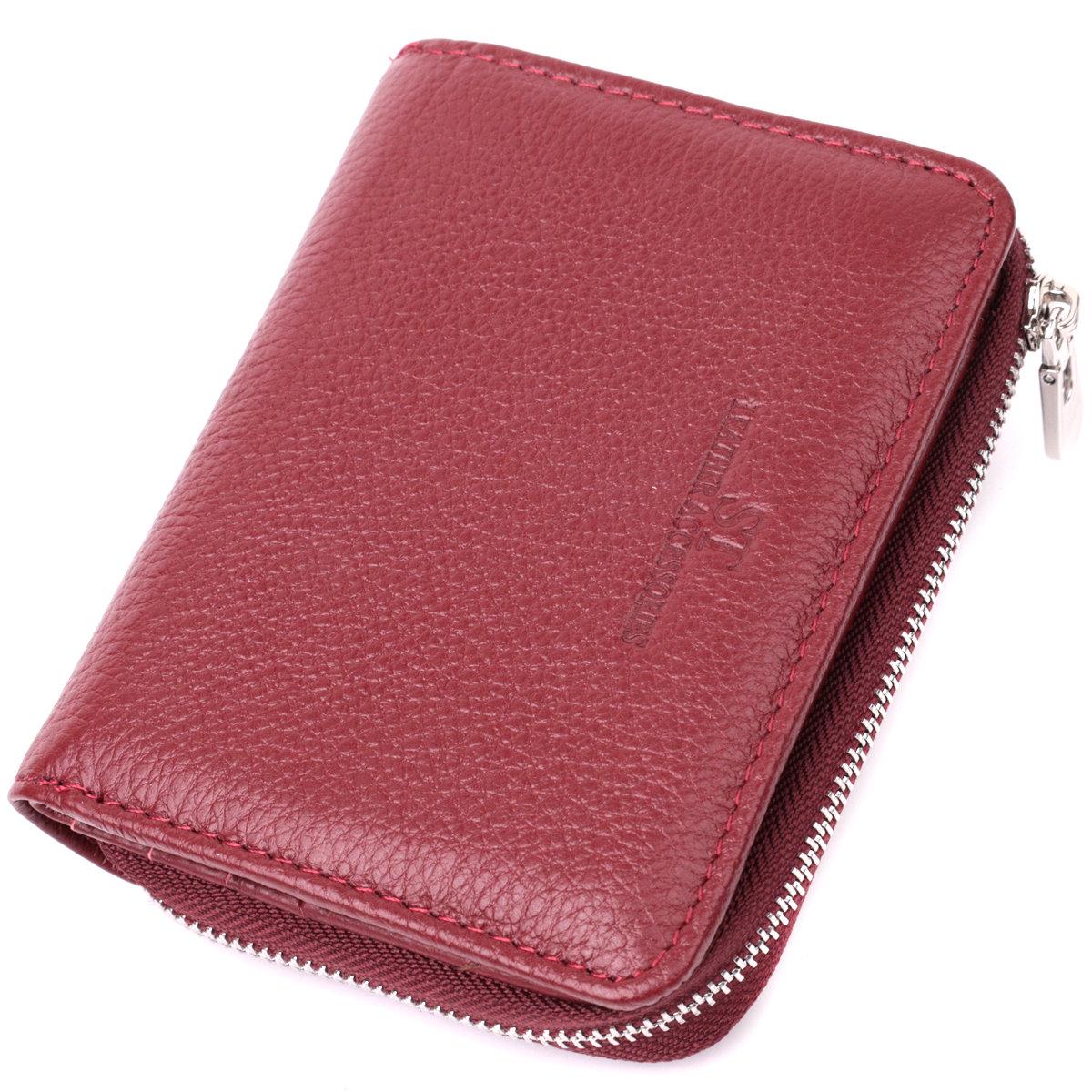 Кошелек женский ST Leather 22551 из натуральной кожи на молнии Бордовый (168-136-22551)