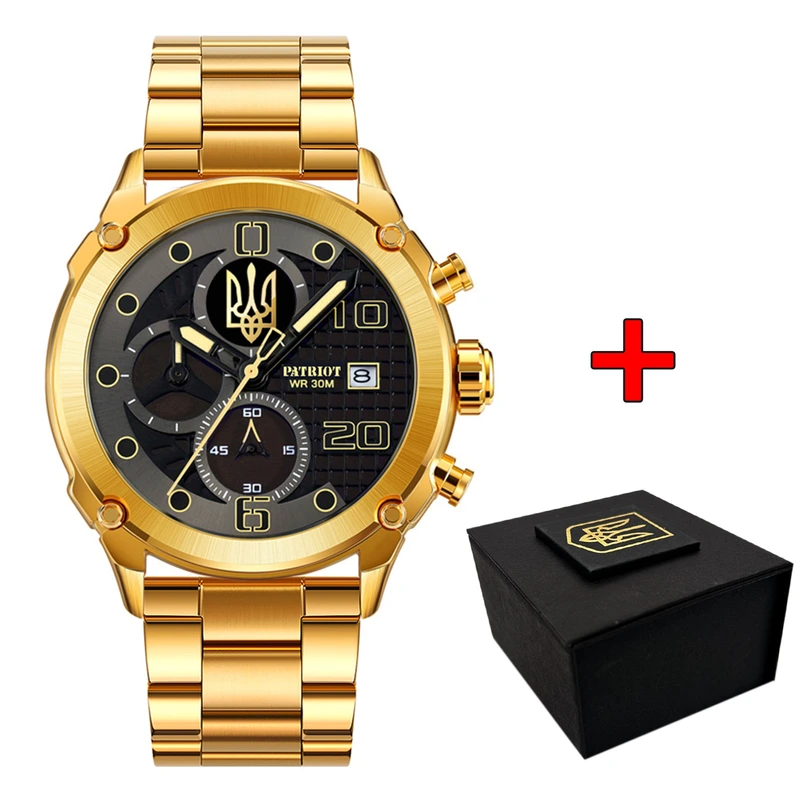 Наручные часы Patriot 016 Тризуб золото Gold/Black Steel - фото 2 Наручные часы Patriot 016 Тризуб золото Gold/Black Steel - фото 2