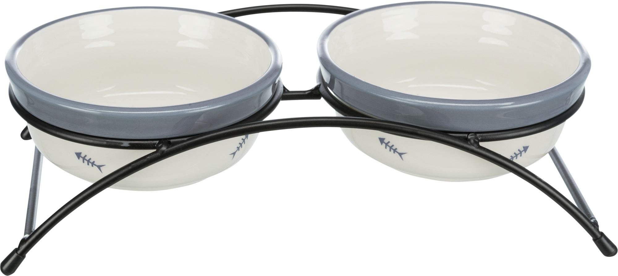 Миска для котов Trixie Eat on Feet керамическая двойная 12 см Бежевый (24790)