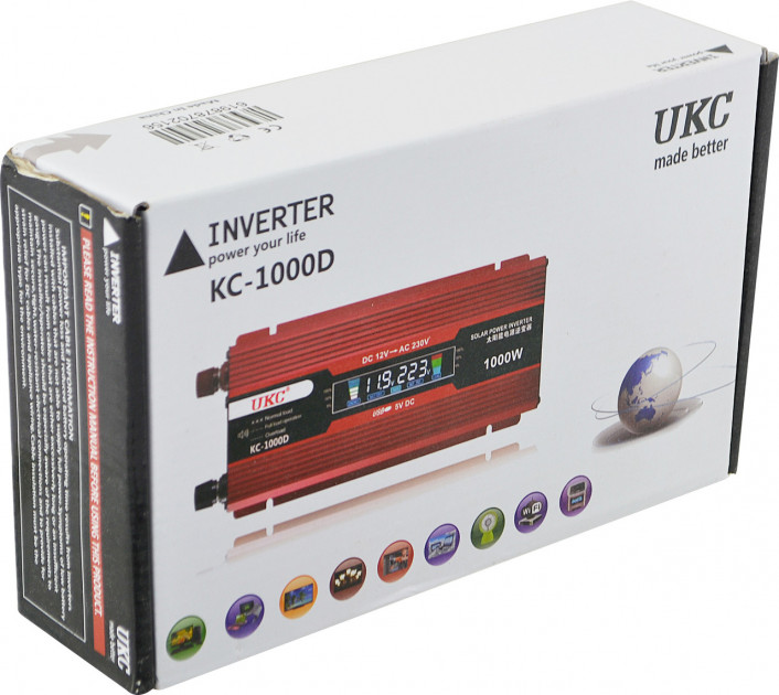 Инвертор 12 V 220 V UKC 1000 W (KC-1000D) - фото 7