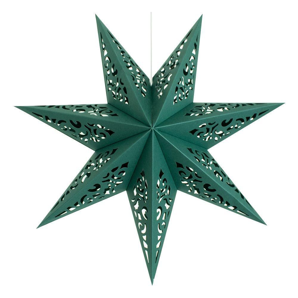Звезда картонная объемная декоративная 35 см Зеленый (6356618/2)