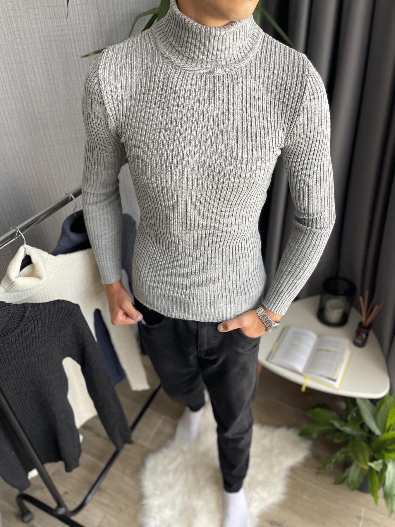 Гольф мужской в рубчик зимний с высоким горлом M Серый (25537/3/1) - фото 9 Гольф мужской в рубчик зимний с высоким горлом M Серый (25537/3/1) - фото 9