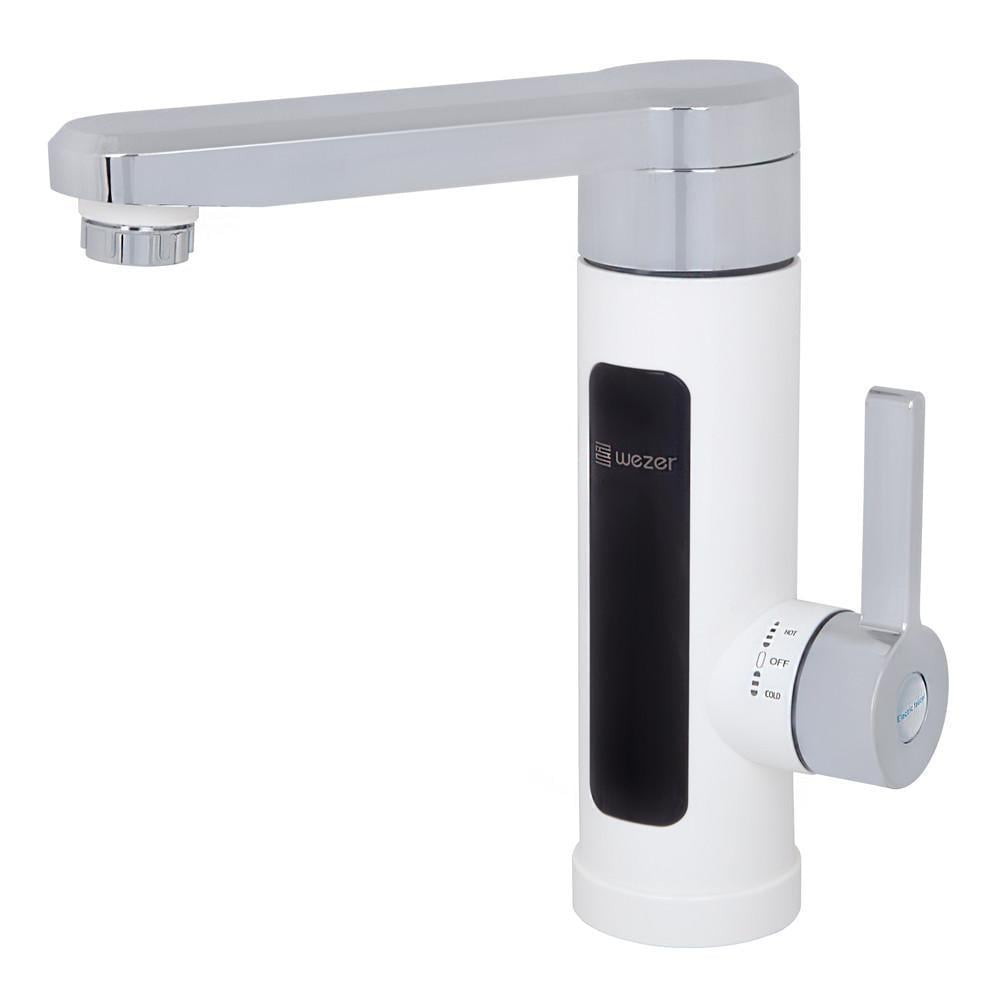 Проточний водонагрівач для умивальника Wezer SDR-H11T поворотний вилив датчик температури 3,3 кВт Білий (1055365)