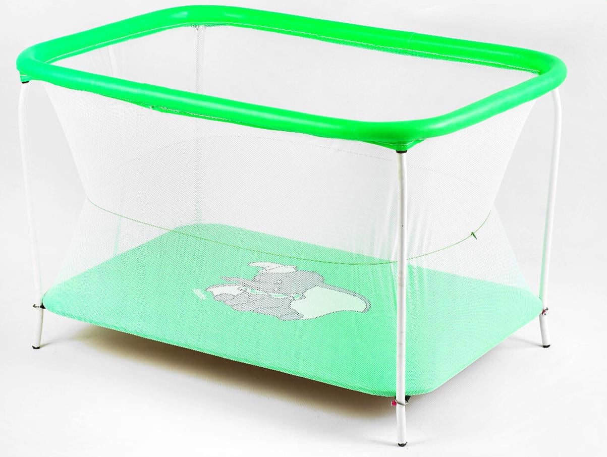 Манеж Слоник прямоугольный мягкое дно евросетка без ручки Green (147288)