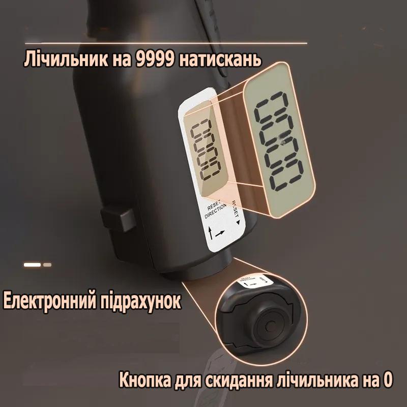 Еспандер регульований пружинний з навантаженням від 10 до 100 кг і лічильником до 9999 натискань Чорний (R1850) - фото 9