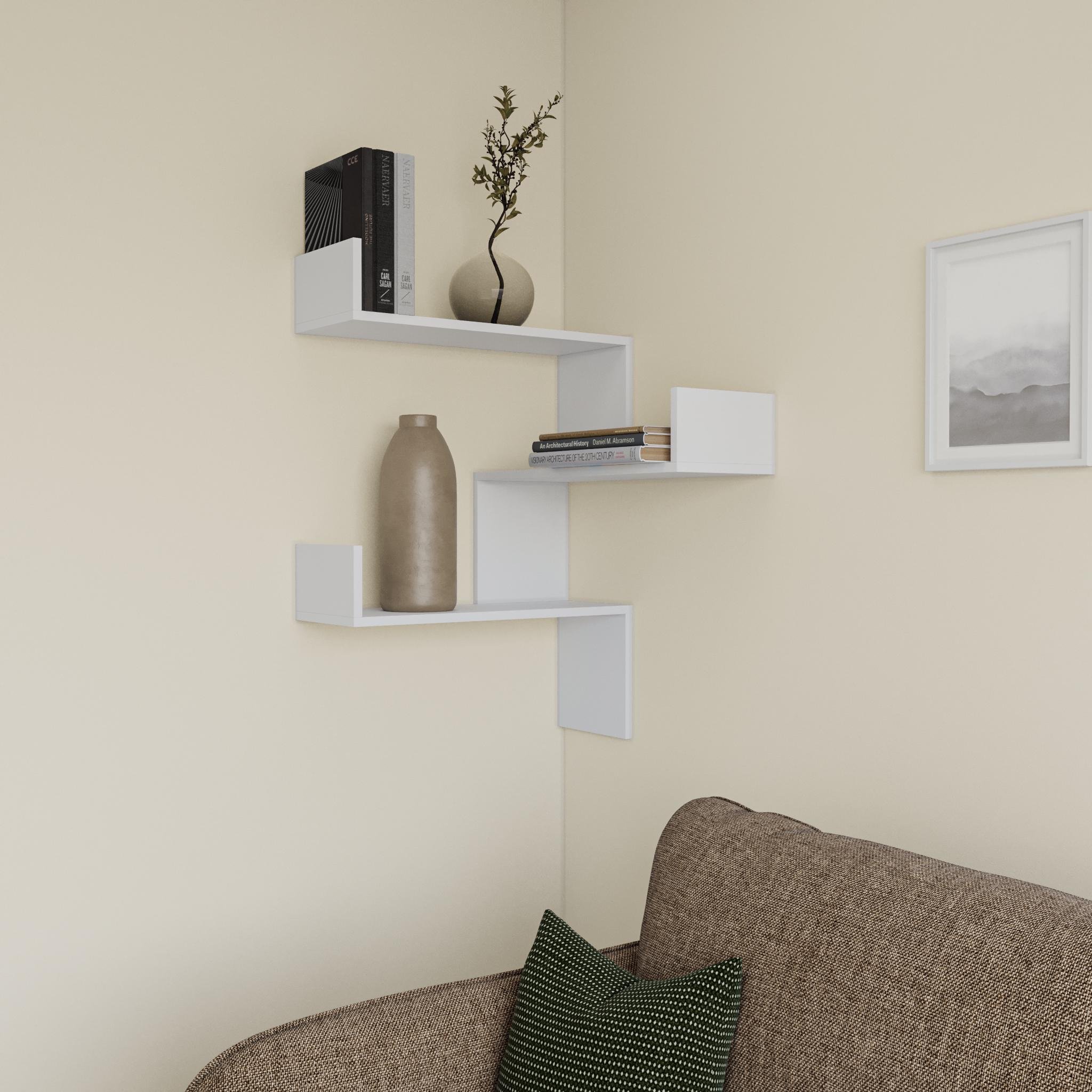 Полиця кутова настінна для книг кутова фігурна 60х60 см Білий (NP-10wh)