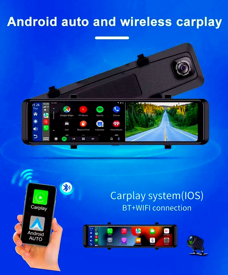 Видеорегистратор DVR C109 10,26" 2 камеры BT/FM-transmit/AUX/Android Auto/CarPlay (24240143) - фото 3