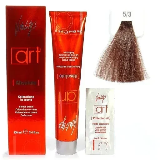 Крем-краска для волос с масляным коктейлем Vitality’s Art Absolute Hair Color Cream 5/3 Золотистый светлый шатен 100 мл