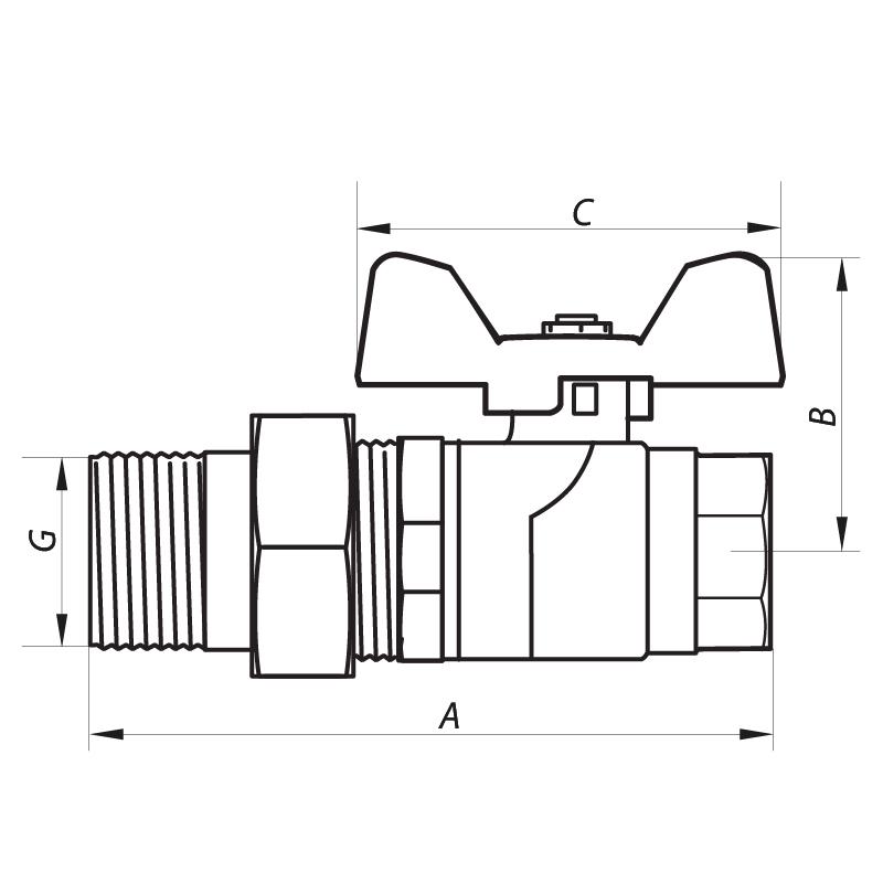 Кран шарово NOLF NF.921 й с американкой 1" ГШМ (NF2963) - фото 2