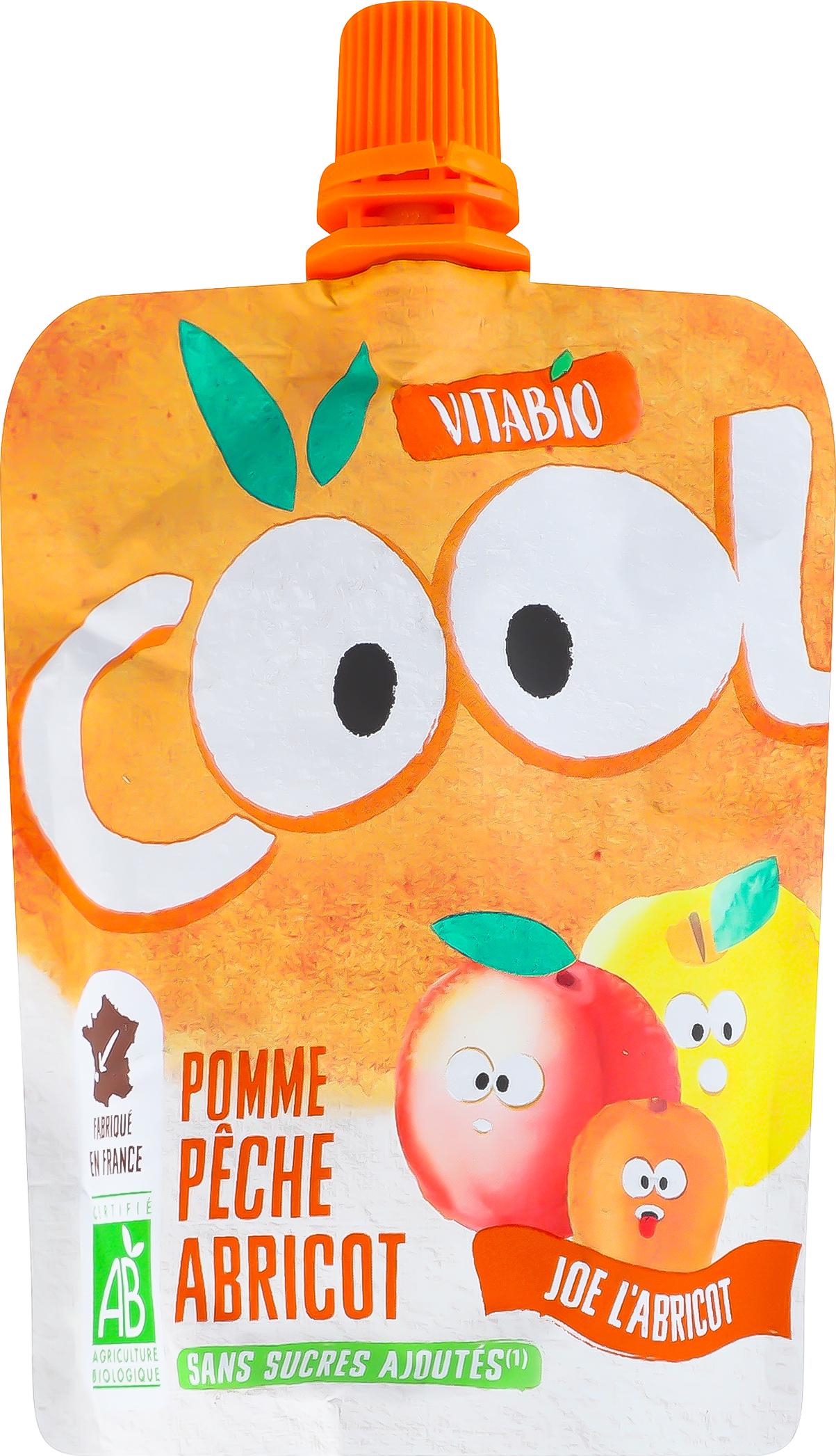 Органічне пюре Vitabio Cool Fruits з яблуком персиком та абрикосом для дітей від 3 років 90 г (60413)