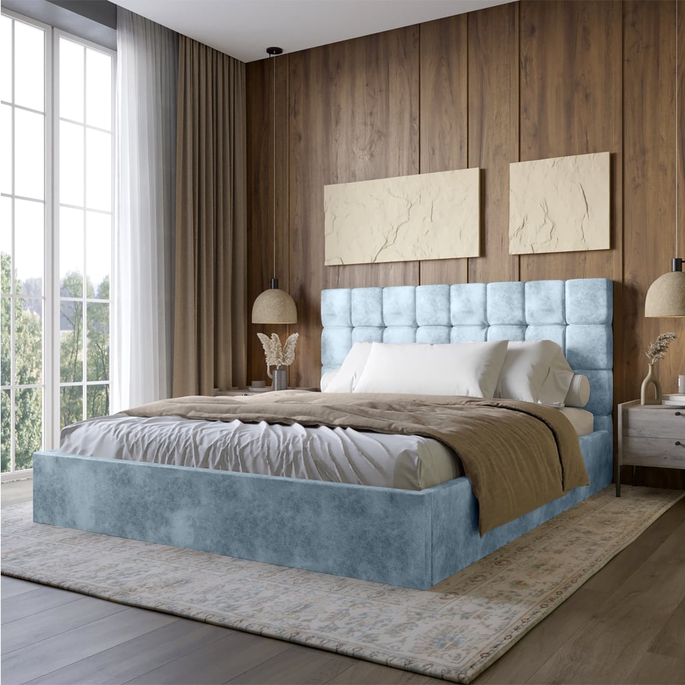 Ліжко двоспальне Lion Піксі Silk 501 180x200 см Небесно-блакитний (Lion-044267)