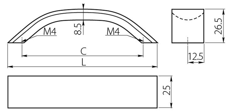 Меблева ручка GTV UA-337 скоба 320 мм Алюміній (UA-00-337320) - фото 2