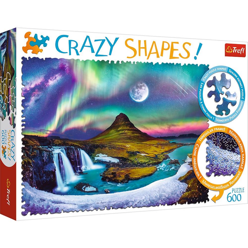 Пазли Trefl Північне сяйво над Ісландією 11114 Crazy Shapes 600 елементів (5900511111149)