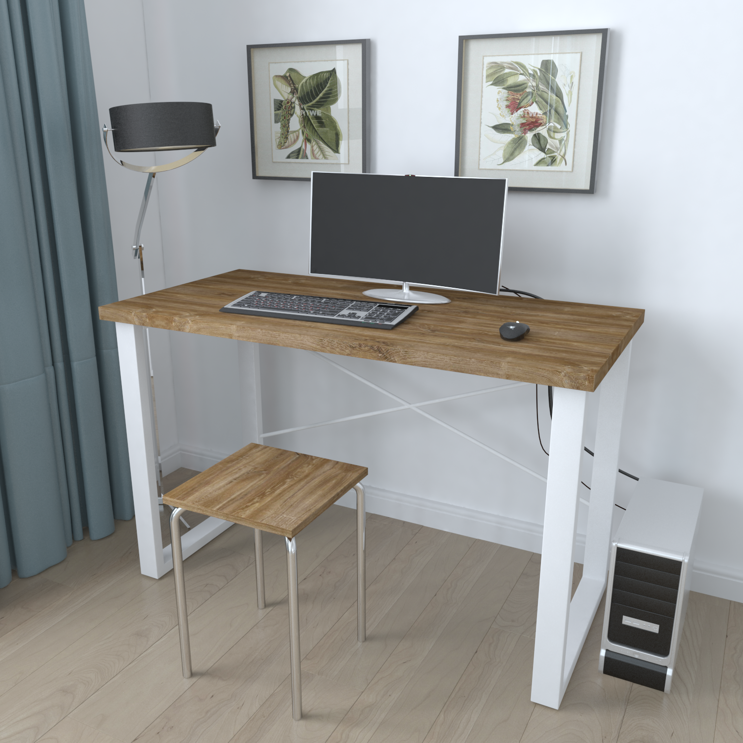 Письменный стол компьютерный Ferrum-decor Драйв 750x1200x700 мм металл Белый/ДСП Дуб Таверна (DRA230)