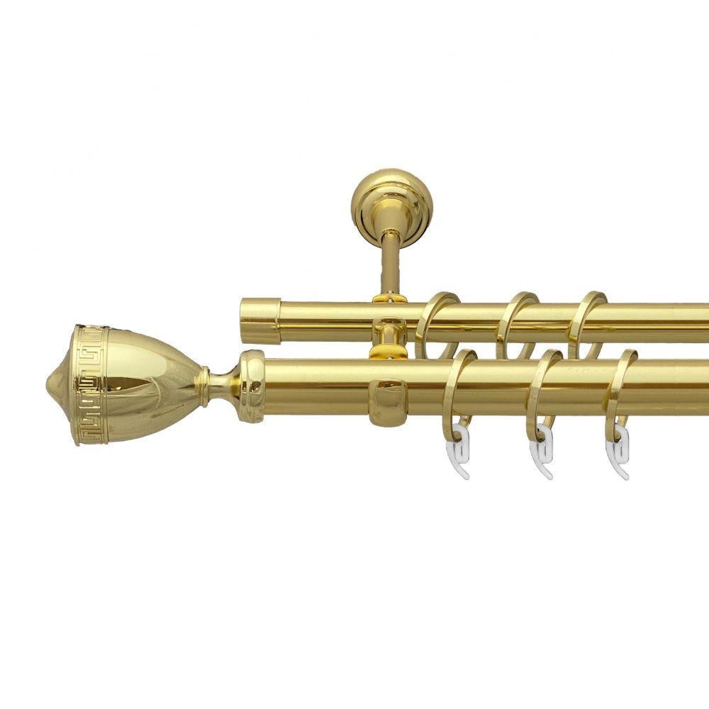 Карниз для штор Orvit Афина двухрядный гладкий 200 см Золотой (7035532)