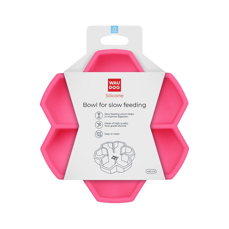 Миска силиконовая Waudog для медленного кормления кошек собак 450 мл Pink (23537) - фото 5 Миска силиконовая Waudog для медленного кормления кошек собак 450 мл Pink (23537) - фото 5