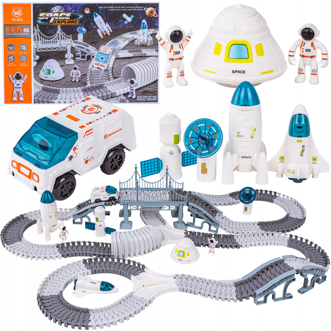 Автотрек детский Space Explore на 332 деталей/гибкий трек и космический аппарат с аксессуарами (2689808189)