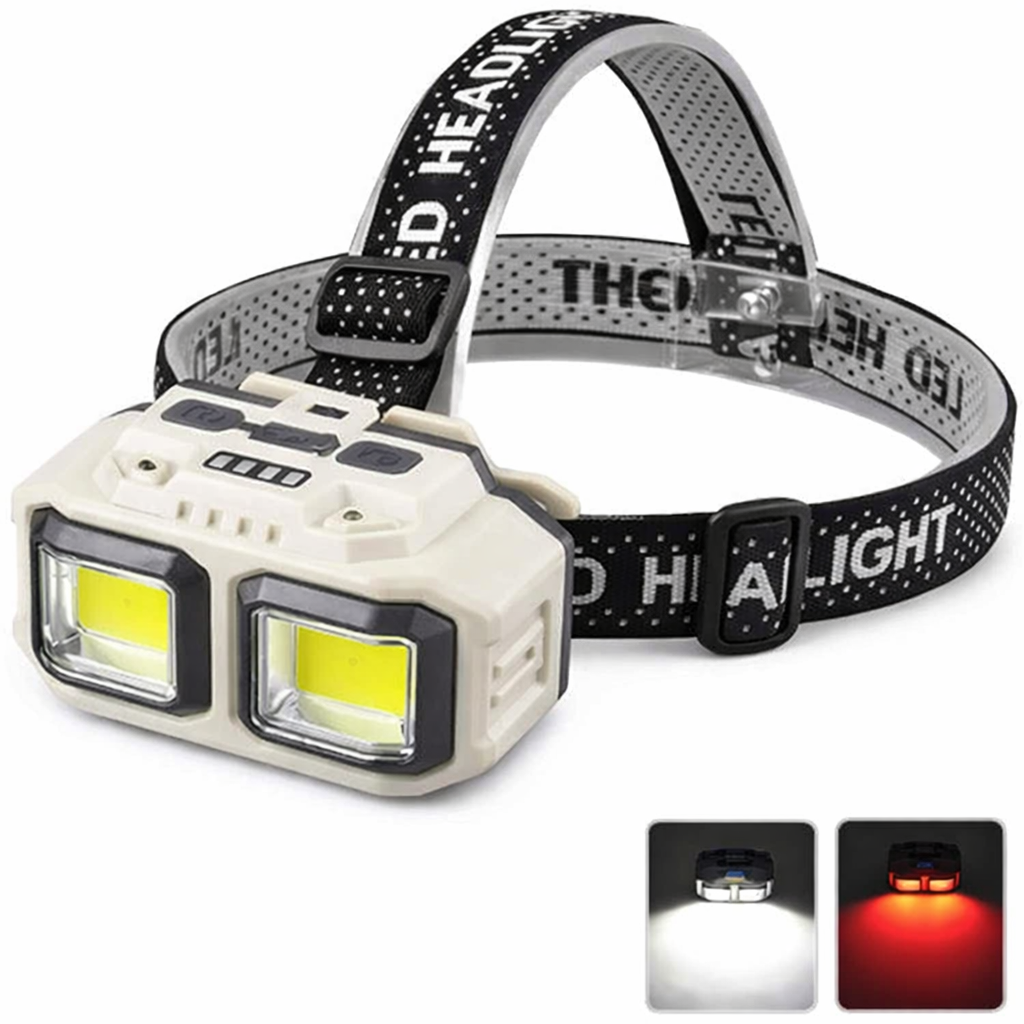 Фонарь налобный аккумуляторный HX-816-2COB 18650 белый/красный свет 4 режима USB Type-C IP44 (31826013) Фонарь налобный аккумуляторный HX-816-2COB 18650 белый/красный свет 4 режима USB Type-C IP44 (31826013)