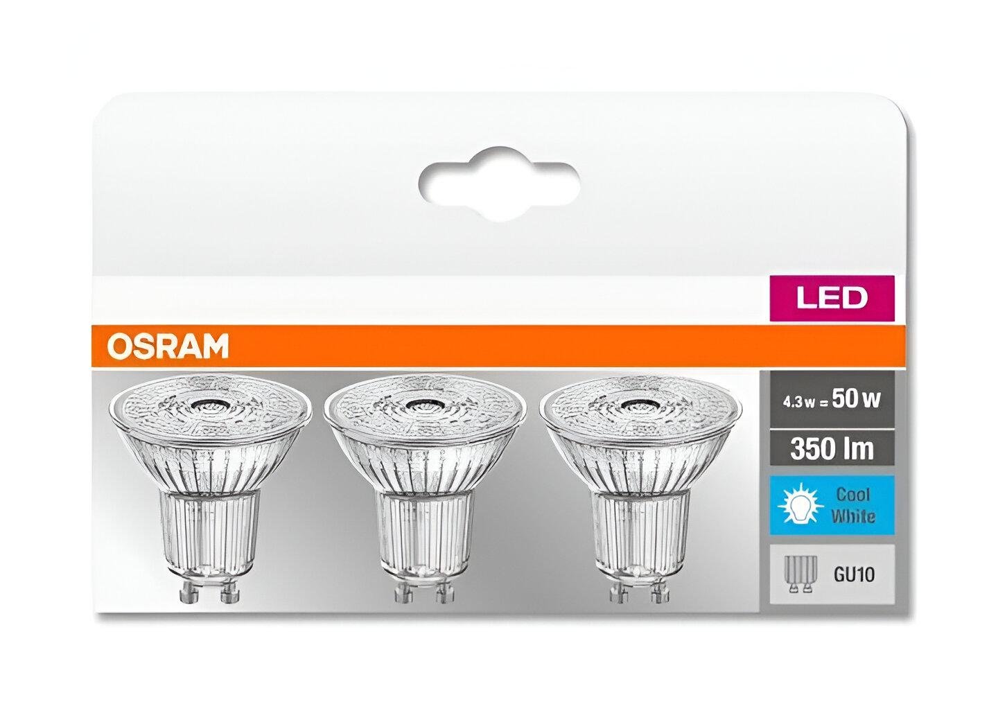 Лампа светодиодная Osram PAR16 4,3W 350 Лм 4000К GU10 3 шт. (4058075818415)