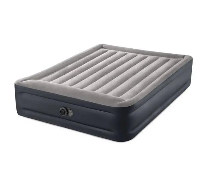Кровать надувная велюровая Intex Pillow Rest Raised Bed со встроенным электронасосом 203х152х42 см (64136)
