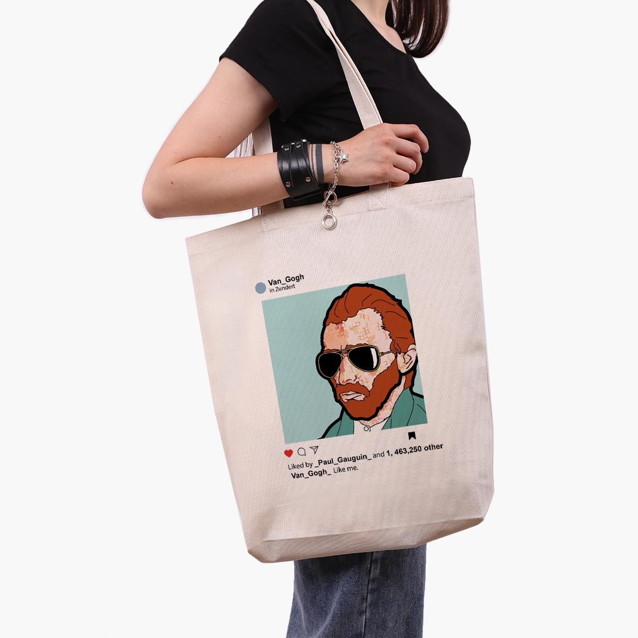 Эко сумка шоппер Instagram Vincent van Gogh 41x39x8 см Бежевый (9227-2953-WTD)